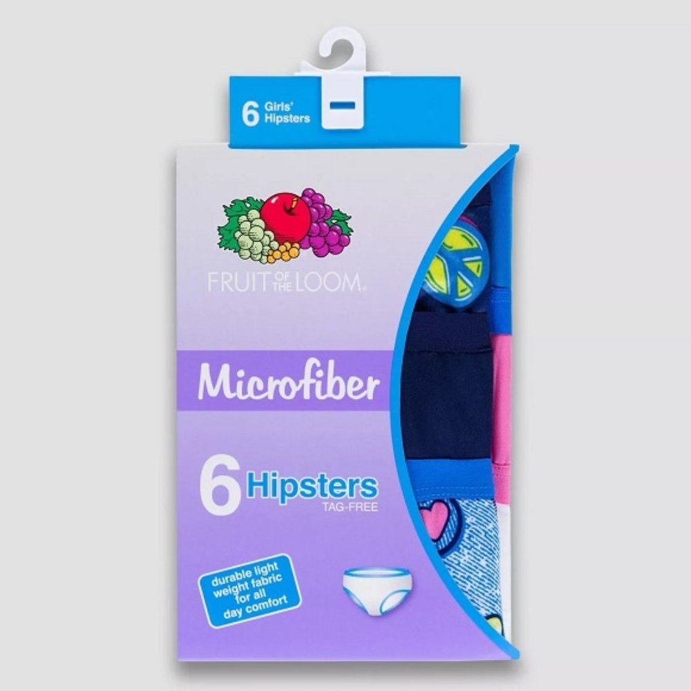 NWT Fruit of the Loom Girls' 6pk Hipster Briefs - Picture 2 of 3